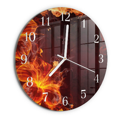 Round wall clock Flowers of Fire