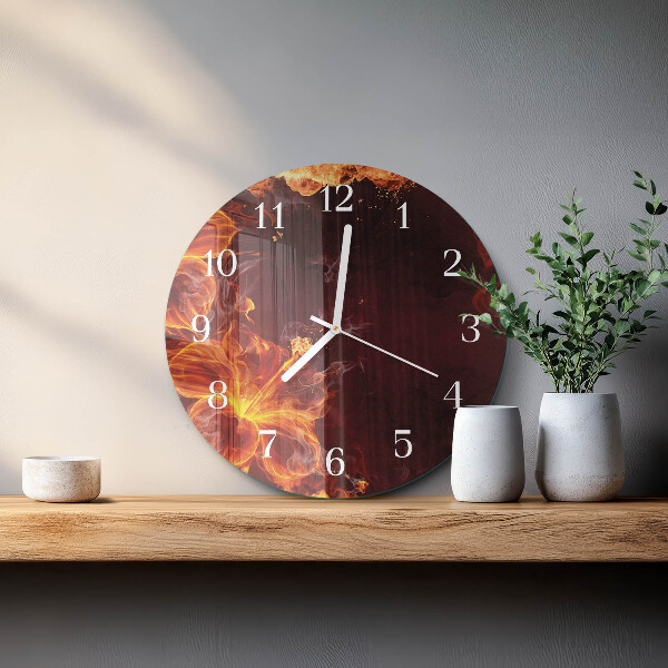 Round wall clock Flowers of Fire