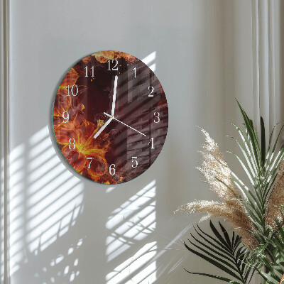 Round wall clock Flowers of Fire