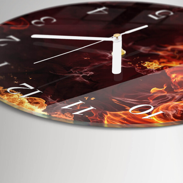 Round wall clock Flowers of Fire