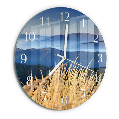 Round wall clock Mountains Grass