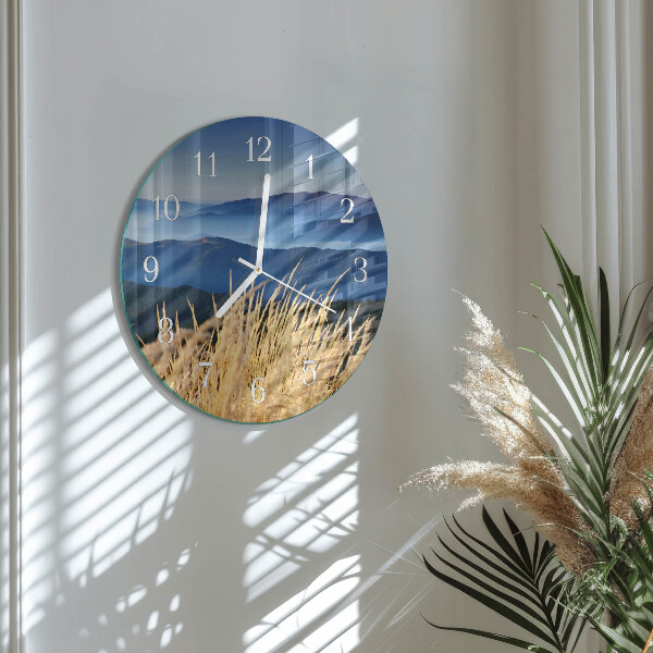 Round wall clock Mountains Grass