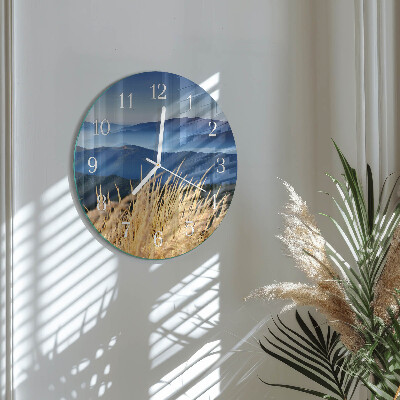 Round wall clock Mountains Grass