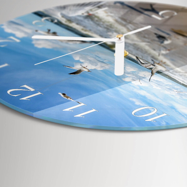 Round wall clock Seagulls on the Beach