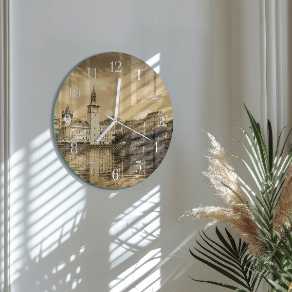 Round wall clock Sepia Castle