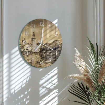 Round wall clock Sepia Castle