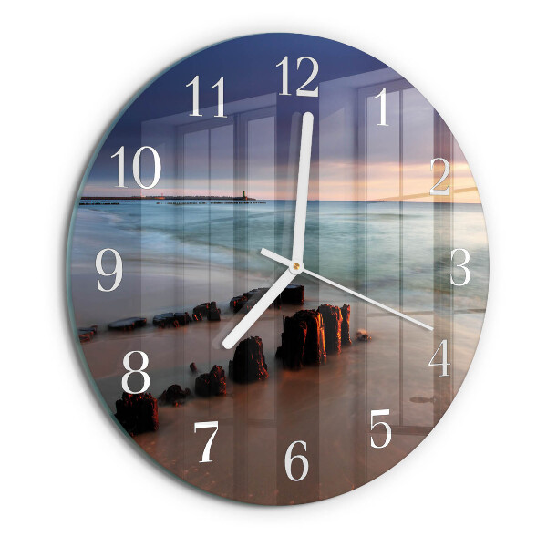 Round wall clock Beach Sea
