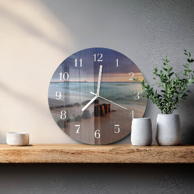 Round wall clock Beach Sea