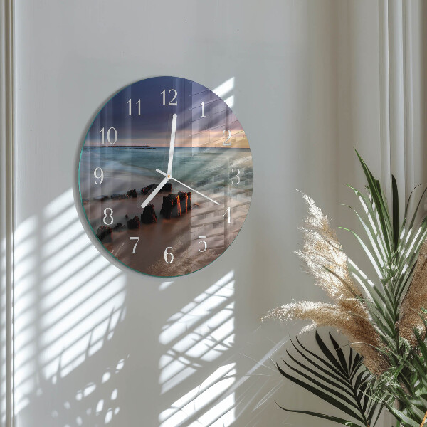 Round wall clock Beach Sea
