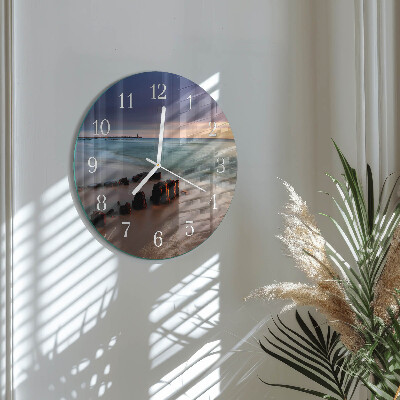 Round wall clock Beach Sea