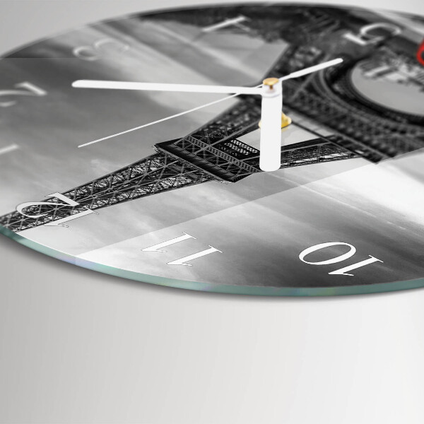 Round wall clock Eiffel Tower car