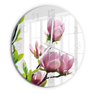 Round wall clock Magnolia Flower