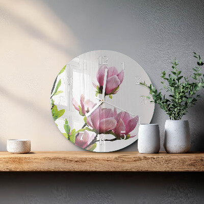 Round wall clock Magnolia Flower