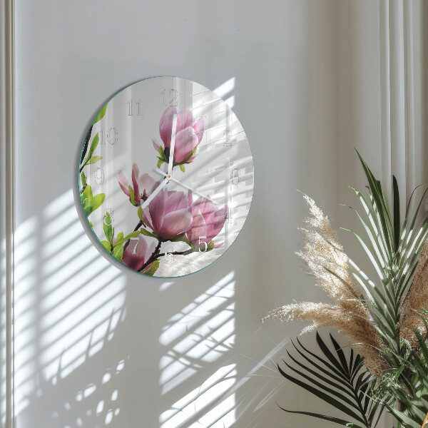 Round wall clock Magnolia Flower
