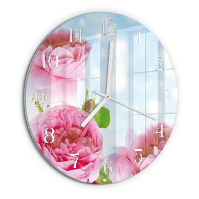 Round wall clock Peonies