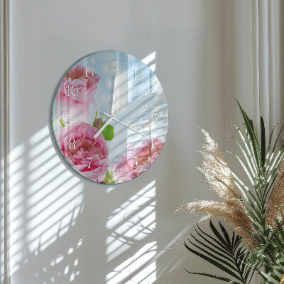 Round wall clock Peonies