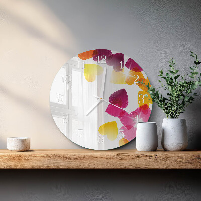 Round wall clock Colorful Hearts