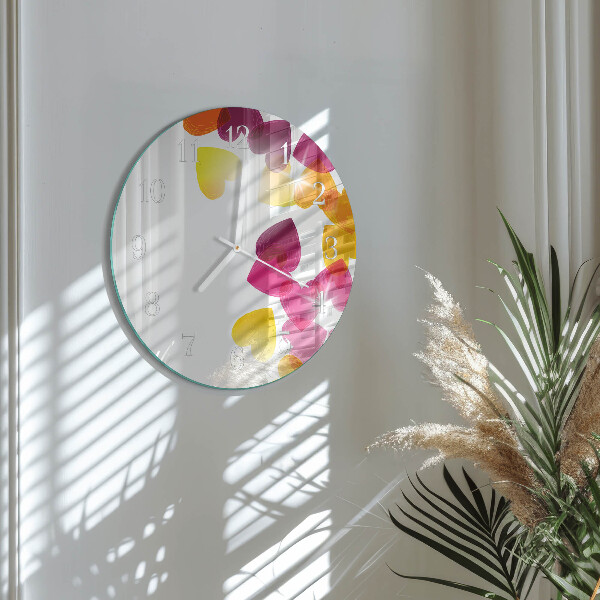 Round wall clock Colorful Hearts