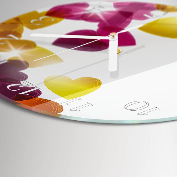 Round wall clock Colorful Hearts