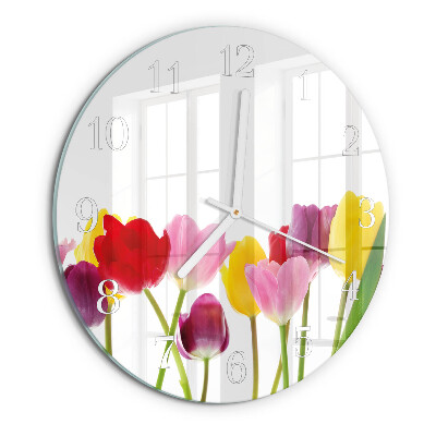 Round wall clock Colorful Tulips