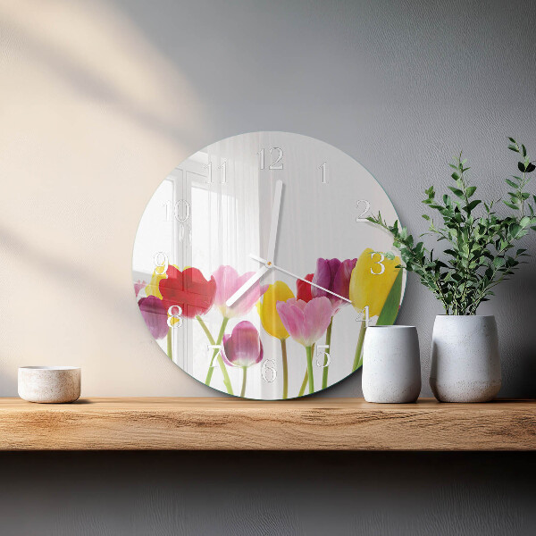 Round wall clock Colorful Tulips
