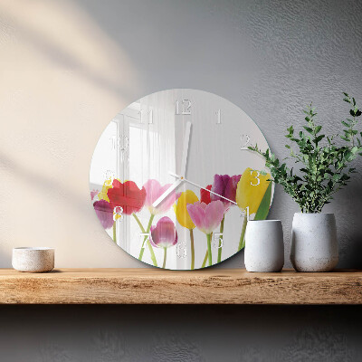 Round wall clock Colorful Tulips