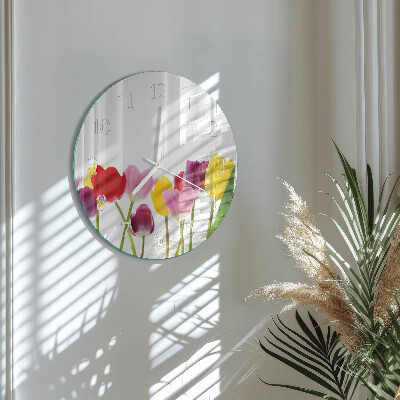 Round wall clock Colorful Tulips