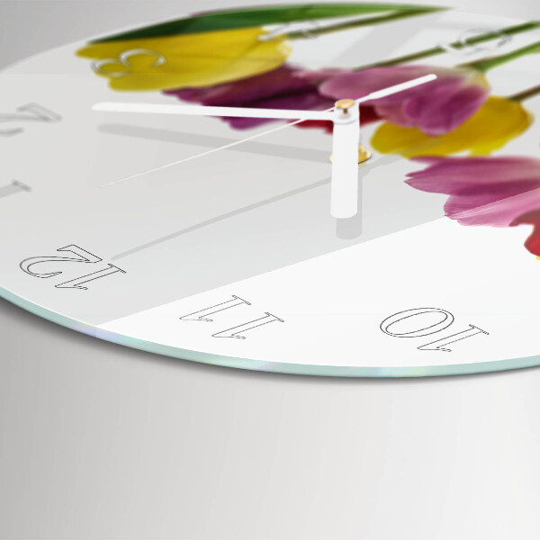 Round wall clock Colorful Tulips