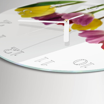 Round wall clock Colorful Tulips