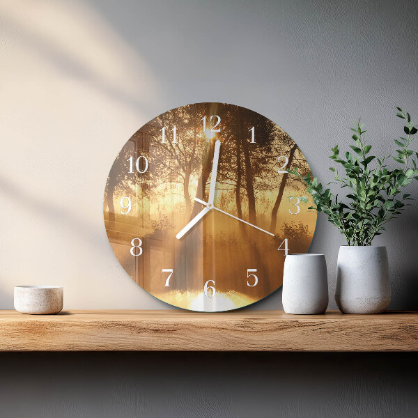 Round wall clock Trees Fog