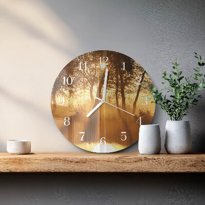 Round wall clock Trees Fog