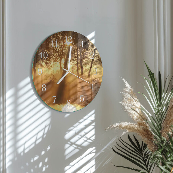 Round wall clock Trees Fog