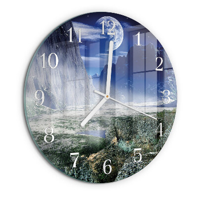Round wall clock Mountains Moon