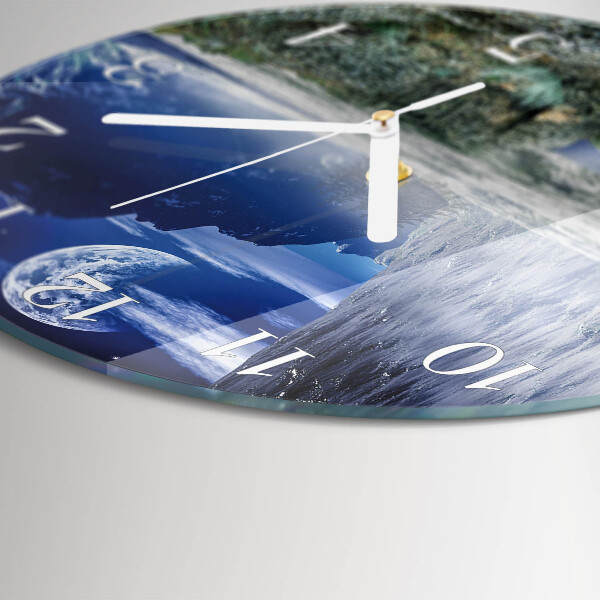 Round wall clock Mountains Moon