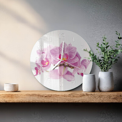 Round wall clock Orchids