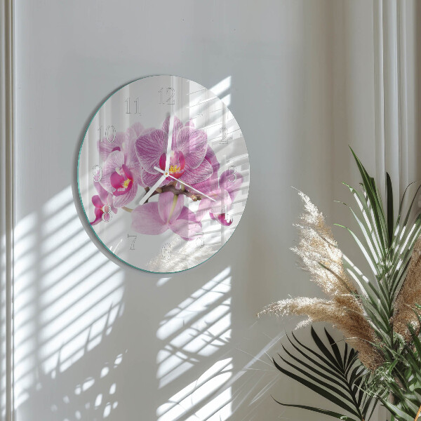Round wall clock Orchids