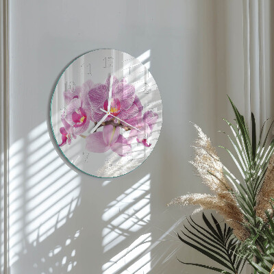 Round wall clock Orchids