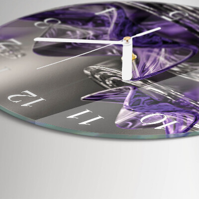 Round wall clock Glass Flowers