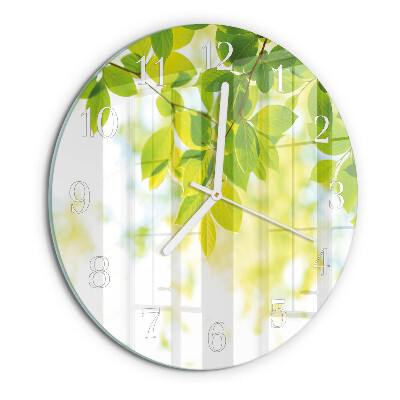 Round wall clock Leaves