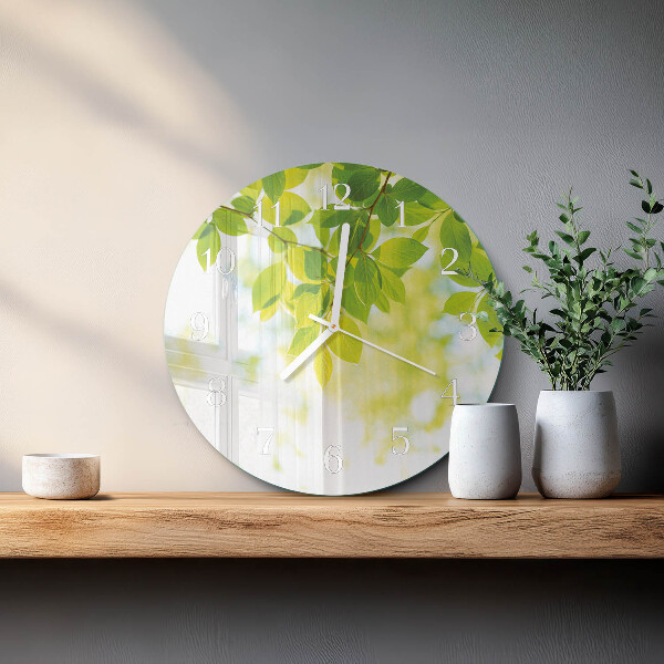 Round wall clock Leaves