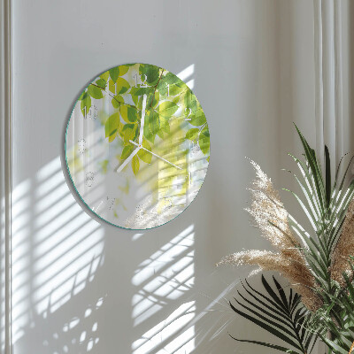 Round wall clock Leaves