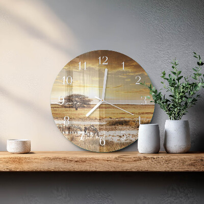 Round wall clock Zebras