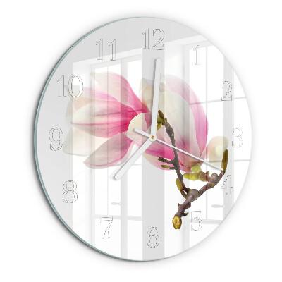 Round wall clock Magnolia Flower