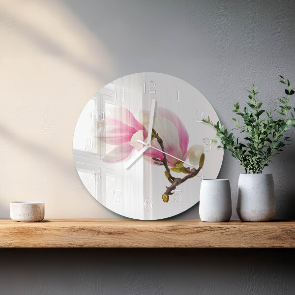 Round wall clock Magnolia Flower