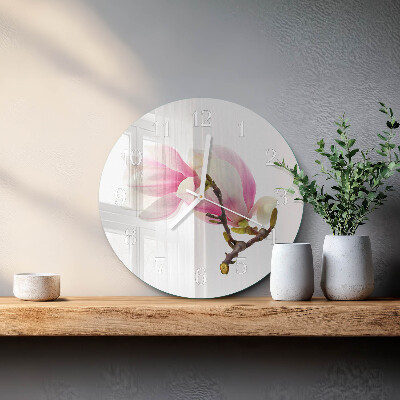 Round wall clock Magnolia Flower