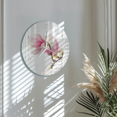 Round wall clock Magnolia Flower