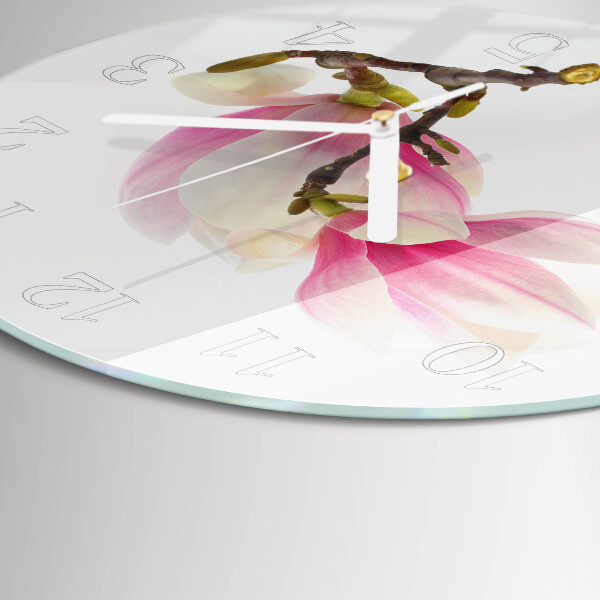 Round wall clock Magnolia Flower