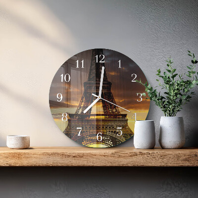 Round wall clock Eiffel Tower Paris