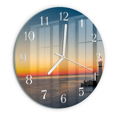 Round wall clock Lighthouse Sea
