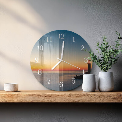 Round wall clock Lighthouse Sea